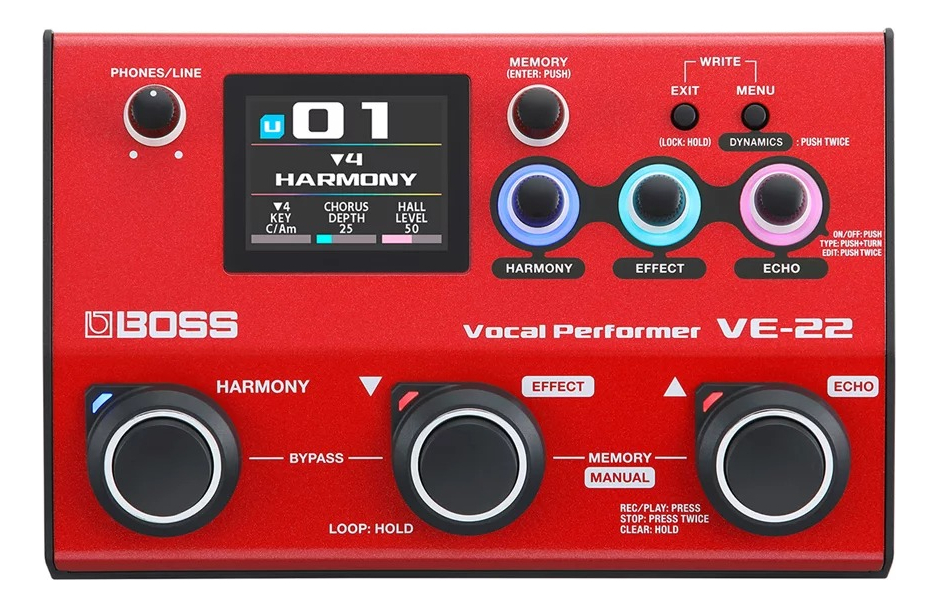 Pedal Multiefecto Boss VE22 para Voz con Preamp y EQ